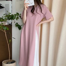 보리맘 반팔 모라 플리츠 롱 임부 원피스 a785