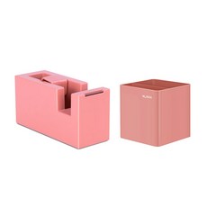 DELI 누사인 테이프 디스펜서 + 펜꽂이 세트, 핑크, 1세트