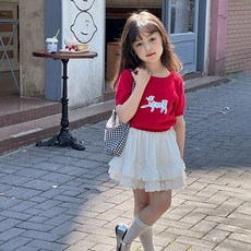 Starbean 女童款狗狗夏季短袖針織衫