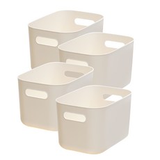 보노하우스 국내 제조 로코스 팬트리수납 정리 손잡이 바스켓, 크림, S, 4개 크림, 4개