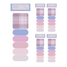 마켓A 체크 퓨어 플래그 + 점착메모지 세트, 퍼플, 5세트