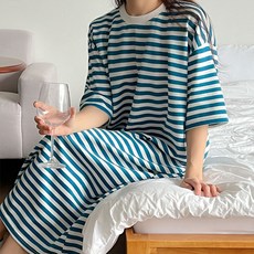 Bori Mom 條紋短袖長孕婦裝 A898