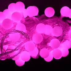 LED 앵두 메모리형 투명선 줄전구 100구, 핑크색