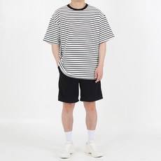 오티디 스트라이프 반팔 + 반바지 세트