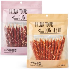 Think your dog teeth 스틱 소고기 20p + 연어 20p 세트, 소고기, 연어, 1세트