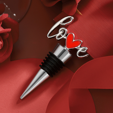 微笑的Valentine's Day LOVE酒瓶塞, 銀紅色, 1個