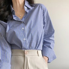 엘쏘 여성용 패셔너블 스트라이프 셔츠