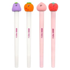 핑크풋 당친 스피너 중성펜 4종세트 0.5mm, 레드, 핑크, 오렌지, 퍼플, 1세트