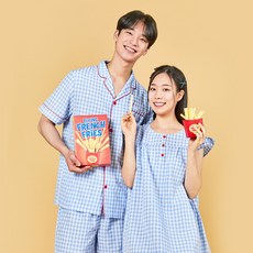 Butter Shop涼爽泡泡紗格子睡衣上下套裝