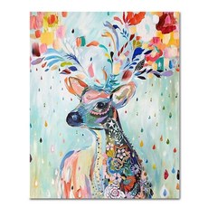 아디코 DIY 페인팅 일러스트 명화그리기 40 x 50 cm, 무지개행운의 사슴(PEE16)