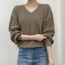 마이시즌 여성 밀크 하찌 브이넥 니트
