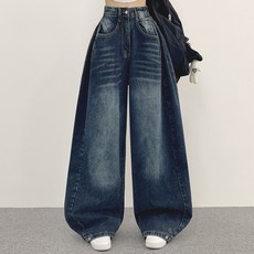 위드후이린 여성용 투투 사이드 핀턱 와이드 데님 팬츠 성용 투투 사이드 핀턱 와이드 데님 팬츠