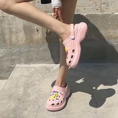 벨레페 여성용 핀터 펀칭 젤리 샌들 슬리퍼 6cm