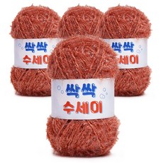 쎄비 싹싹수세미 뜨개실 80g 4p, 334 살몬 브라운, 4개