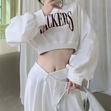 구디프 여성용 packeps 핑크 크롭 맨투맨
