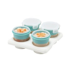 2angels 矽膠副食品儲存杯, 高品質柔軟耐用, 冰磚輕鬆取出, 適用於微波爐, 使用安心, 副食品分裝盒, 夏葉, 120ml, 1個