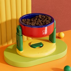 PASTEL PET 寵物彩色可調節高度餐具, 紅色, 1個