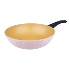 Ditto 인덕션 주물 넌스틱 코팅 궁중팬 웍팬 핑크피치 골드, 지름 28cm x 높이 7cm, 1개