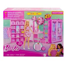 Barbie 芭比 夢幻時尚衣櫃組合，包括20多個儲物空間，3件完整服裝, 1盒