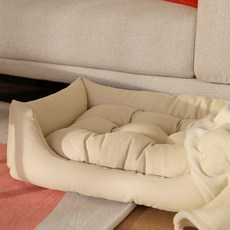 바자르 반려동물 10수 캔버스면 사각 라운지베드, 베이지, 1개