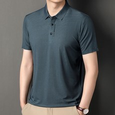 남성용 DM 골지 라인 솔리드 카라 티셔츠