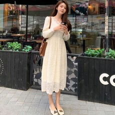임산부 출산외출 플라워레이스 수유 원피스