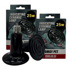 노모이펫 파충류 세라믹 히팅램프 인디케이터 플랫 25W ND-03, 혼합색상, 2개
