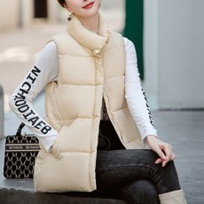 셀레네 여성용 네트 베이직 라인 패딩 조끼