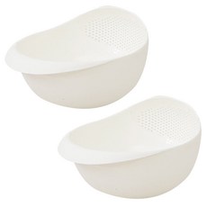 THE ZAKKA 洗米瀝水籃 2入組 小號 23x17.5x12.5 公分 象牙白色 PP塑料, 小號 23 x 17.5 x 12.5cm, 2個