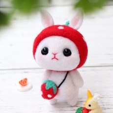 양모 니들 펠트 DIY 패키지, 1세트, 딸기토끼
