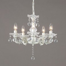 Rococo 5 Light 吊燈, 雪佛蘭白