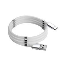 코시 USB C타입 자석형 꼬임방지 휴드폰 고속 충전 케이블 UC4015C, 화이트, 1개, 0.9m