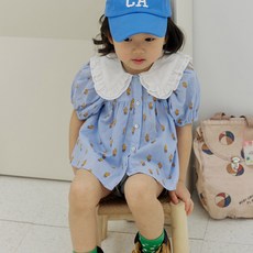 Bienvenue女童款媽媽魚尾裙配色翻領可愛仙人掌襯衫 3813