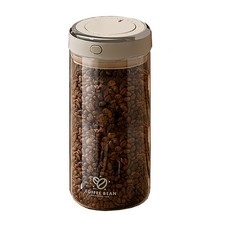 上手家居 密封罐 1.7L 玻璃密封罐 防潮保鮮罐 單手操作 咖啡豆儲物罐, 1個, 單一顏色