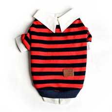 마켓A 반려동물 셔츠 레이어드 스트라이프 티셔츠, 레드