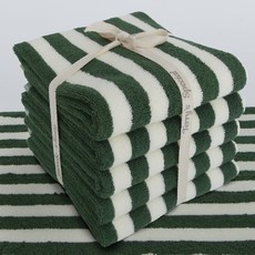 테리파머 스트라이프 디자인 선염 호텔 수건 180g 30수 코마사, 그린 + 아이보리, 5개 그린 + 아이보리, 5개