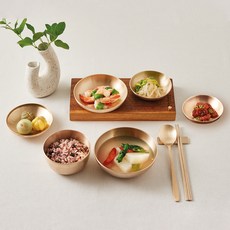 Nothyang 方茶釉器皿 1人餐食餐具組 9入, 單色, 1組, 飯碗+湯碗+飯蓋+小菜2份+小菜中+湯匙+筷子+湯匙架
