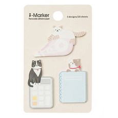 知音文創 i-Marker 動物造型分頁便利貼, 3款設計, 每款20張, 1本, 文具貓