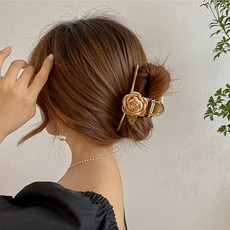 마블라 우아한 핑크로즈 헤어집게핀