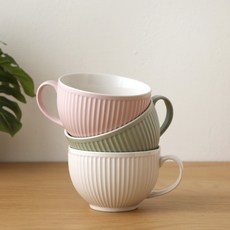 French Living 羅紋麥片馬克杯 3件組, 1組, 粉色、綠色、白色