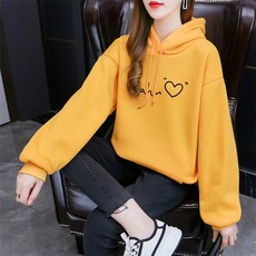 여성용 블랙101 예턴 레터링 하트 베이직 후드티 CH-2214687