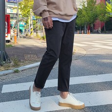 남성용 포켓 포인트 데일리 코튼 밴딩 면 팬츠 바지