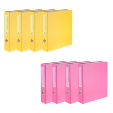 ECO Chungwoon 環保3孔D型活頁夾，A4，5公分厚，黃色4入+粉色4入, 黃色 + 粉紅色, 1組
