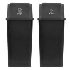 AllULiving 大容量資源回收分類桶 60L x 2入, 黑色