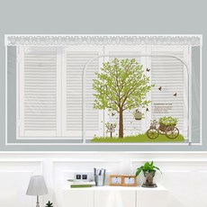 다샵 창문형 지퍼식 EVA 방풍 바람막이 초록향기 투명 300 x 165 cm + 찍찍이테이프 10p, 1세트
