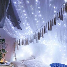 USB타입 LED 와이어전구 백색 100구 1000cm + 전용 어댑터, 투명(전선색상)