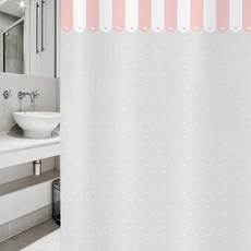 디자인수풀 샤워 커튼 북유럽 스타일 sc417 S 1520 x 1880 mm + 플라스틱 고리 12p + 커튼봉 화이트 풀세트, 1세트