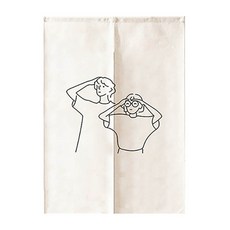 에이홉 사랑스러운 커플 라인 프린팅 파티션 커튼 양문형