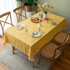 마켓에이 로맨틱 셔링 볼 식탁보, 옐로우, 140 x 160 cm