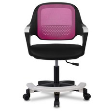 체어클럽 쿠보 발받침형 메쉬 의자, 블랙(바디) + 핑크